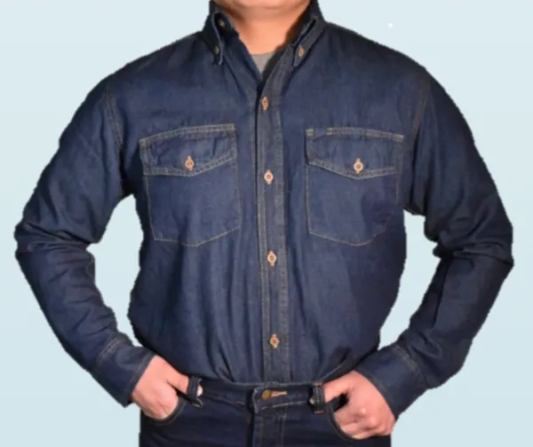 Camisa en jean con bordado institucional — línea jean Bogotá